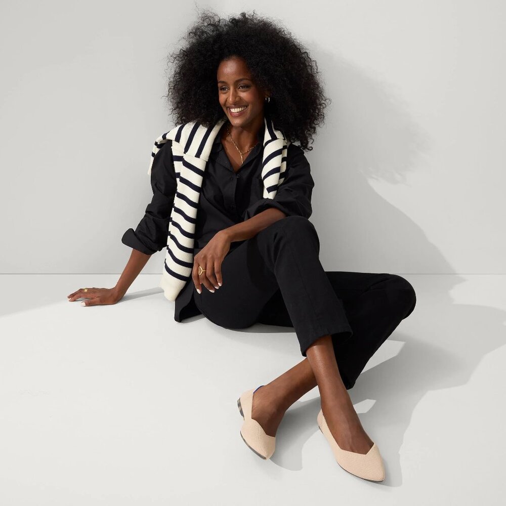 Rothy's Cream and Blue Flats